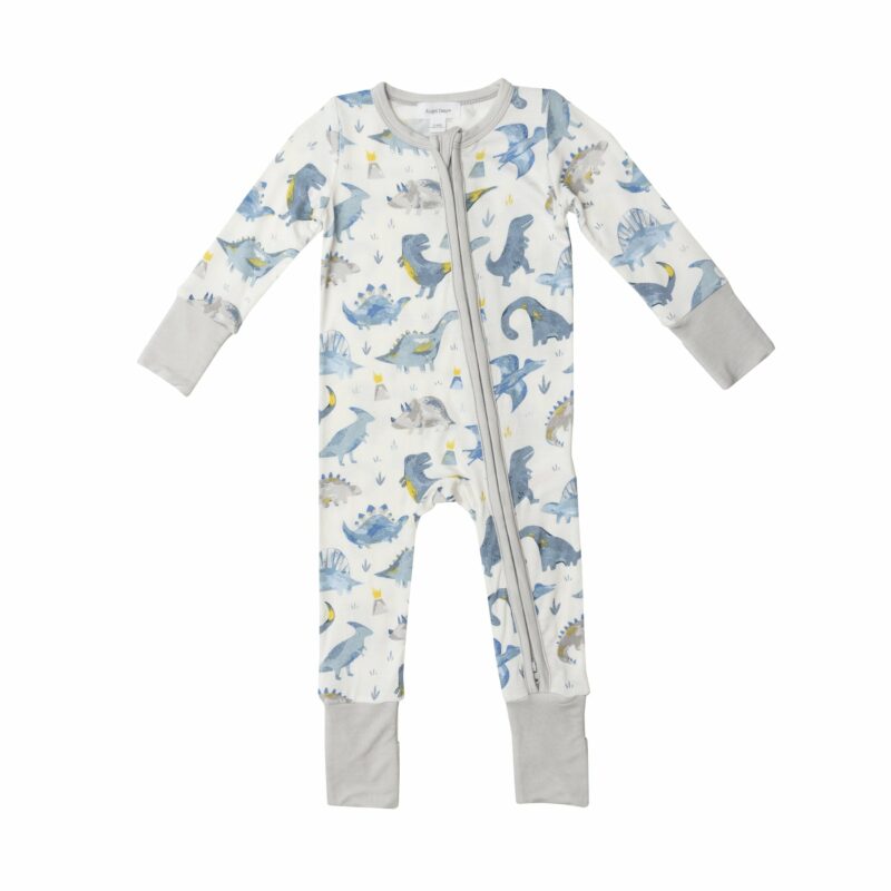 Angel Dear Dino Blue Bamboo Viscose Zipper Romper