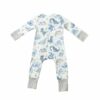 Dino Blue Bamboo Viscose Zipper Romper from Angel Dear