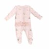 Pink Bunny Bamboo Viscose Ruffle Zipper Footie from Angel Dear