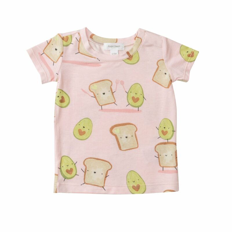 Avocado Toast Pink Bamboo Viscose Short Sleeve Loungewear Set from Angel Dear