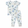 Angel Dear Dino Blue Bamboo Viscose Short Sleeve Loungewear Set