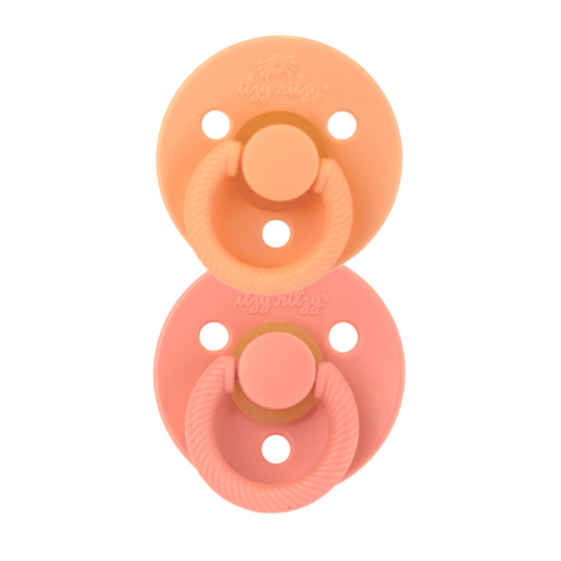 Itzy Soother Natural Rubber Pacifier Set in Apricot + Terracotta from Itzy Ritzy
