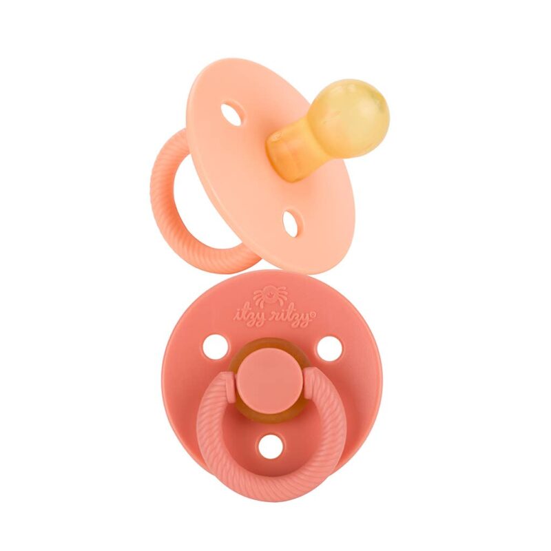 Itzy Ritzy Itzy Soother Natural Rubber Pacifier Set in Apricot + Terracotta