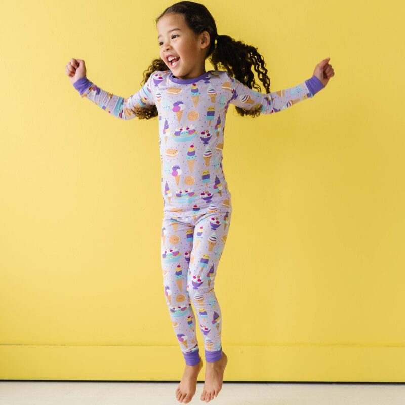 Wildberry Ice Cream Social Two-Piece Bamboo Viscose Pajama Set from Little Sleepies