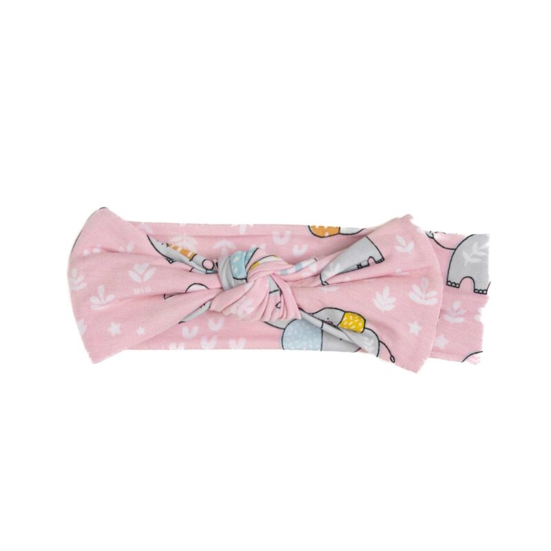 Little Sleepies Pink Elephant Snuggles Bamboo Viscose Bow Headband