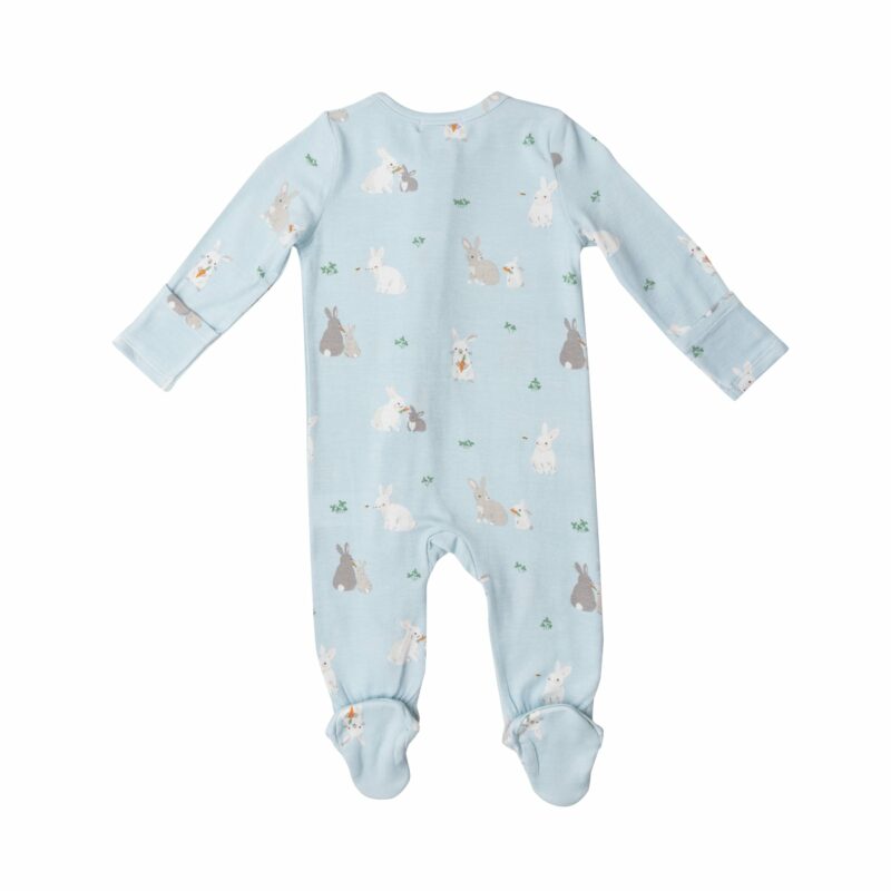 Blue Bunnies Bamboo Viscose Zipper Footie
