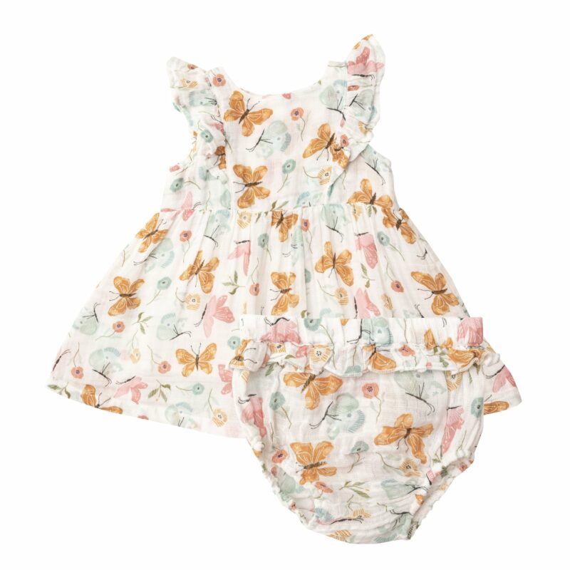 Angel Dear Pretty Butterflies Muslin Ruffle Sundress and Bloomer Set