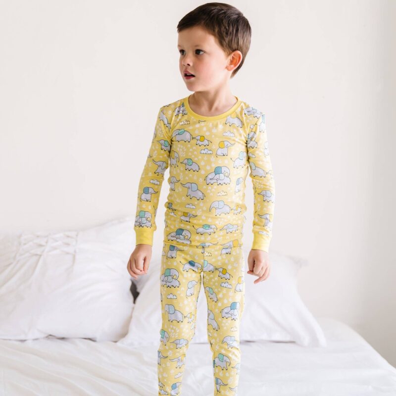 Little Sleepies Yellow Elephant Snuggles Two-Piece Bamboo Viscose Pajama Set