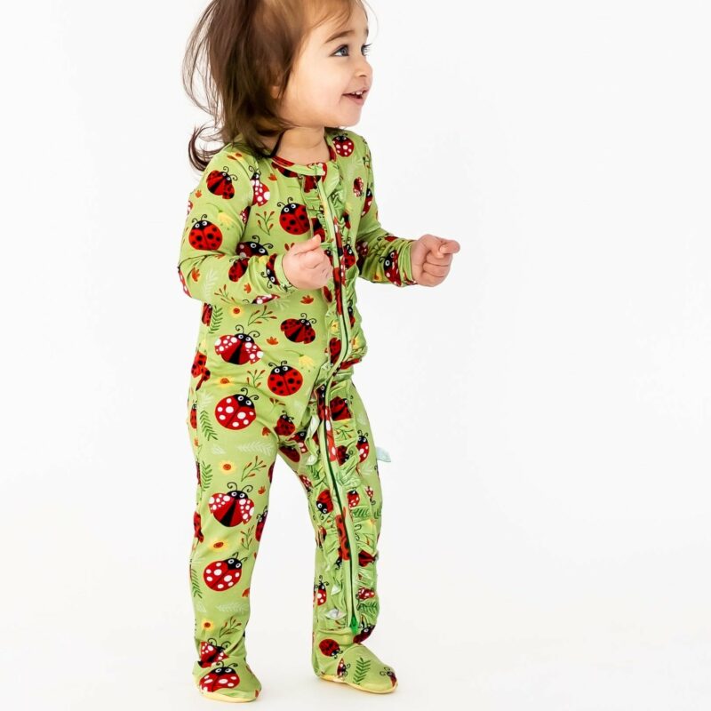 Pure Bambinos Lady Bugs Bamboo Viscose Ruffle Footie