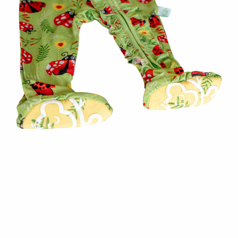 Lady Bugs Bamboo Viscose Ruffle Footie