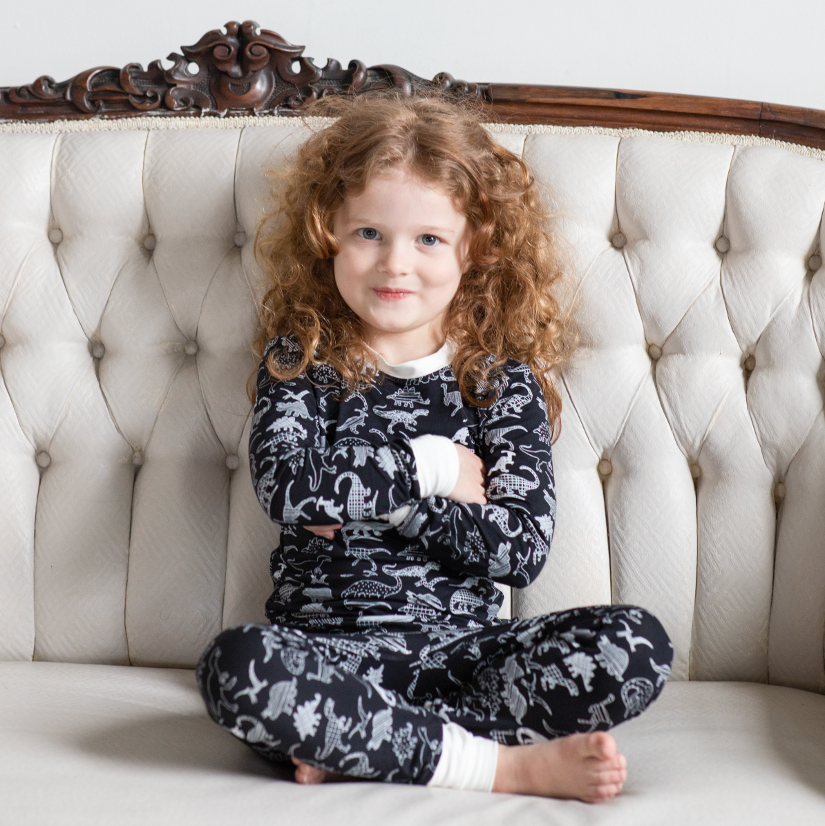 Peregrine Kidswear Midnight Dino Two-Piece Bamboo Viscose Pajama Set