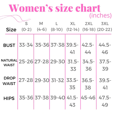 Birdie Bean Size Chart for Women