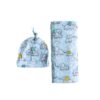 Blue Elephant Snuggles Bamboo Viscose Swaddle and Hat Set from Little Sleepies