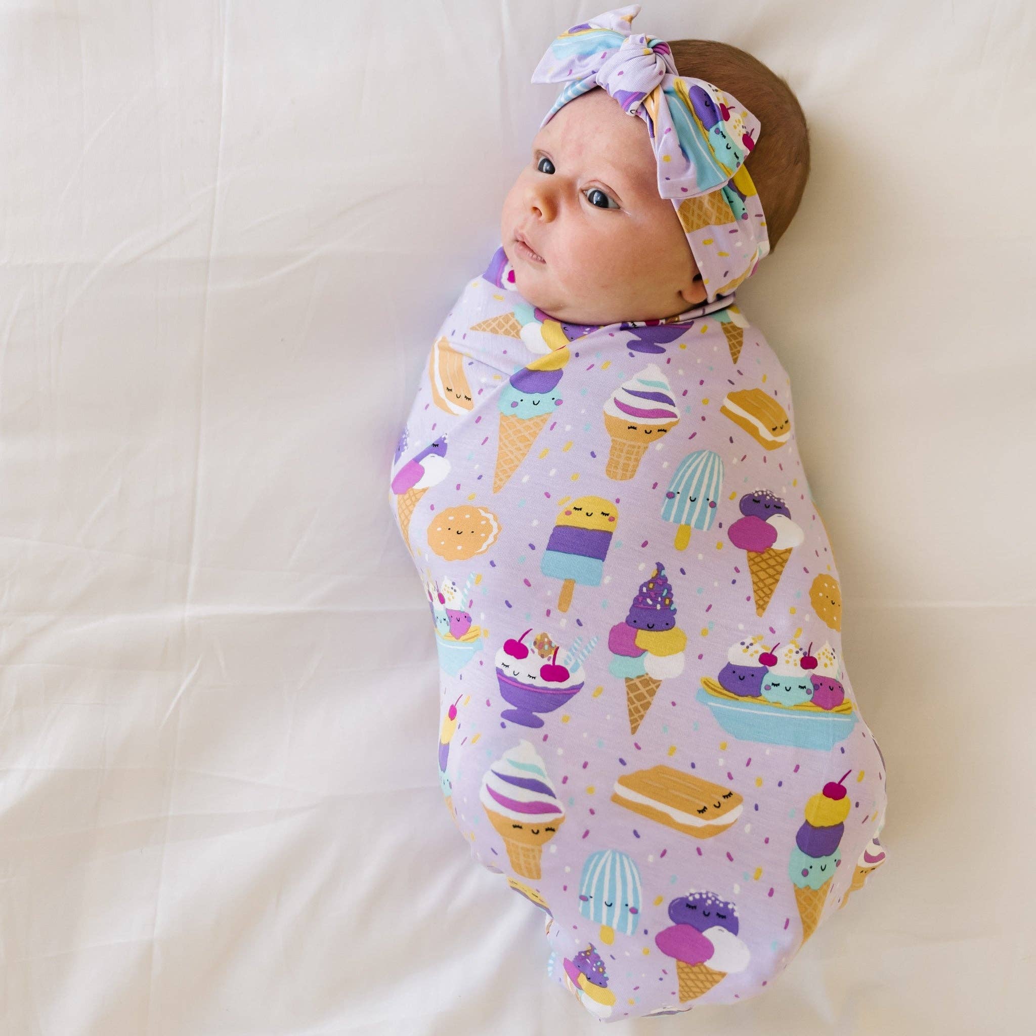 Little Sleepies Wildberry Ice Cream Social Bamboo Viscose Swaddle and