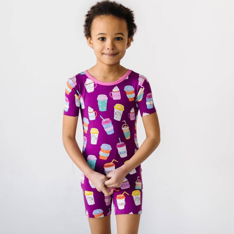 Little Sleepies Purple I Love You A Latte Bamboo Viscose Short Sleeve and Shorts