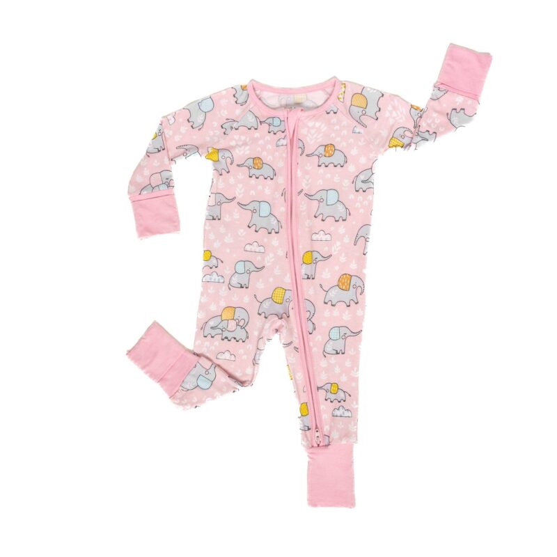 Pink Elephant Snuggles Bamboo Viscose Zippy available at Blossom