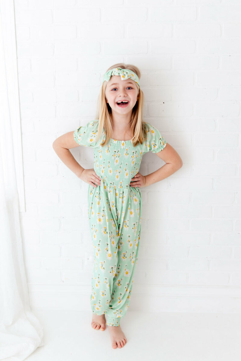 Dream Jamms Born to Bloom Bamboo Viscose Smocked Romper