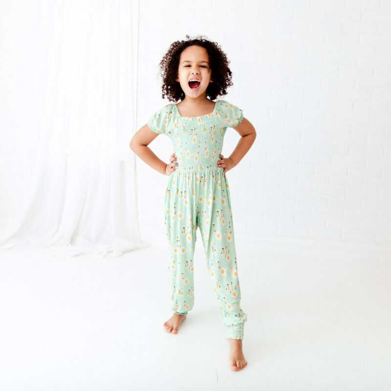 Dream Jamms Born to Bloom Bamboo Viscose Smocked Romper