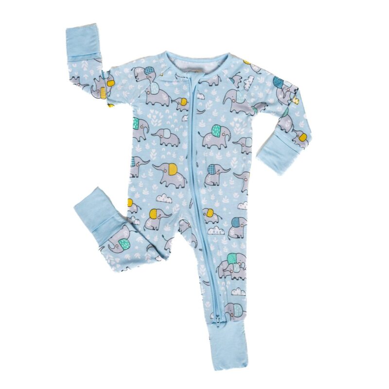 Blue Elephant Snuggles Bamboo Viscose Zippy