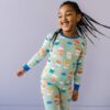 Aqua I Love You A Latte Two-Piece Bamboo Viscose Pajama Set from Little Sleepies