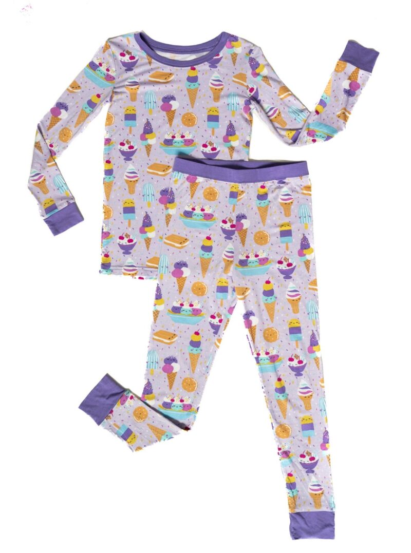 Wildberry Ice Cream Social Two-Piece Bamboo Viscose Pajama Set available at Blossom