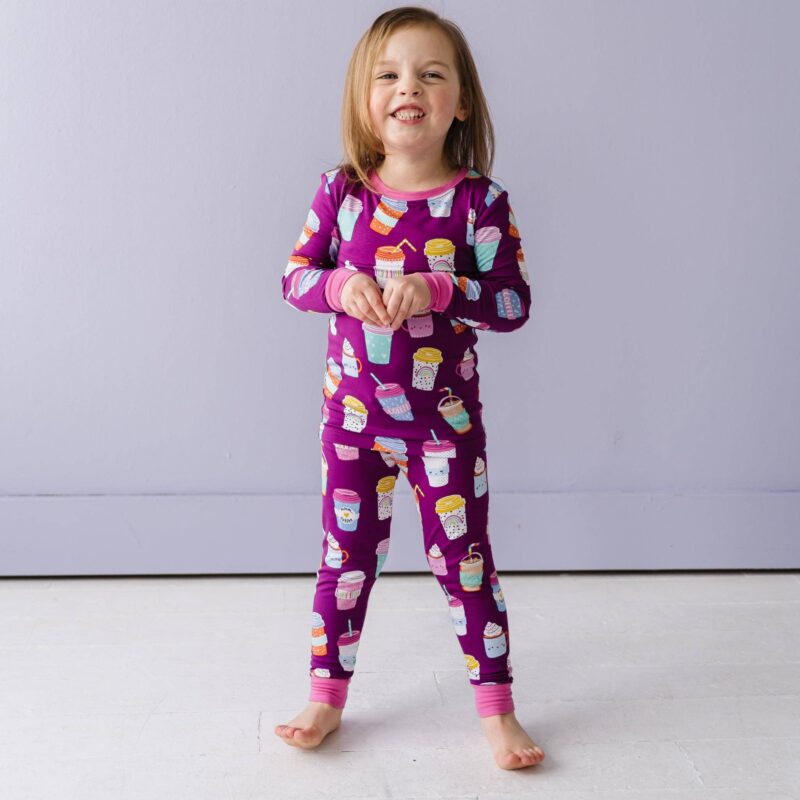 Little Sleepies Purple I Love You A Latte Two-Piece Bamboo Viscose Pajama Set