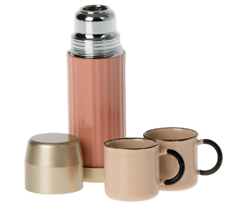 Maileg Thermos and Cups in Soft Coral