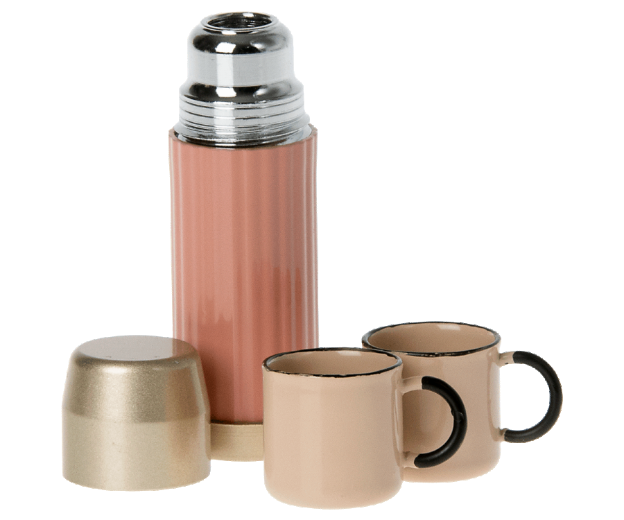 Maileg Thermos and Cups in Soft Coral