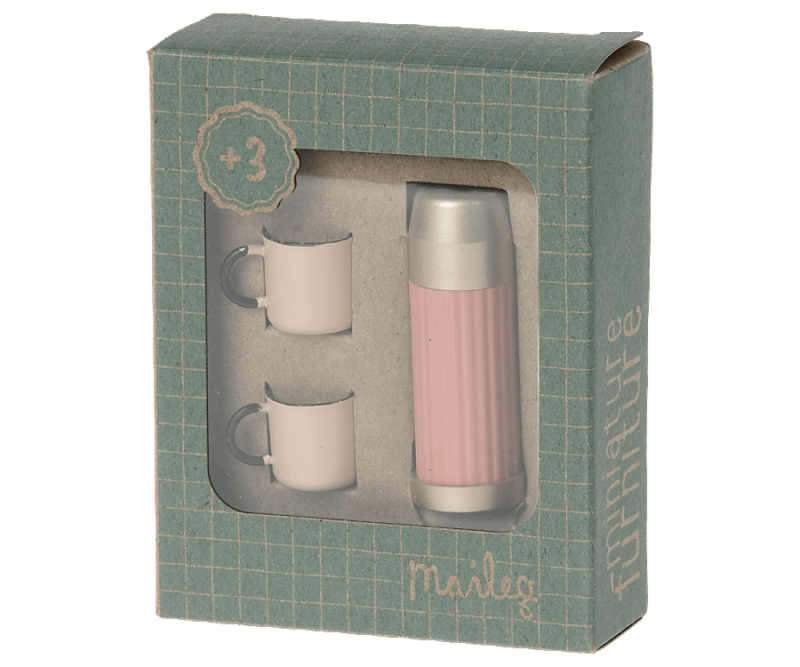 Maileg Thermos and Cups in Soft Coral