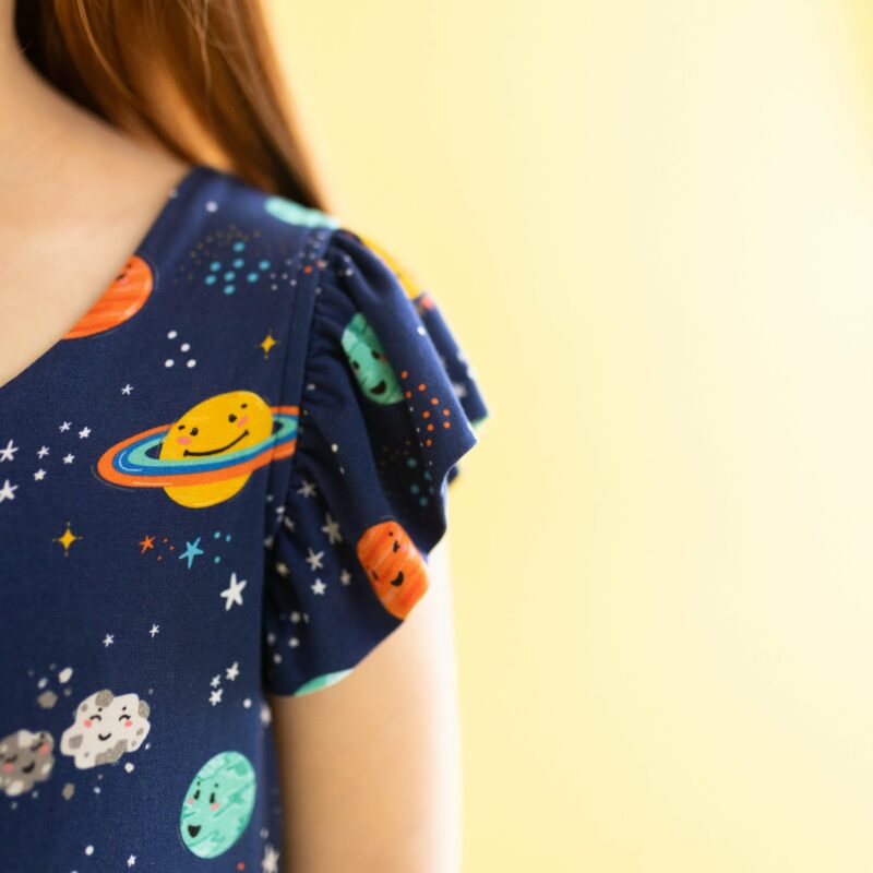 macaron+me Peaceful Planets Bamboo Viscose Swing Dress