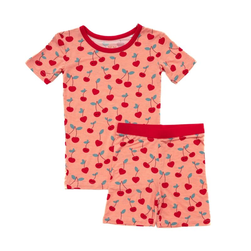 Cherry on Top Two-Piece Short Sleeve & Shorts Bamboo Viscose Pajama Set