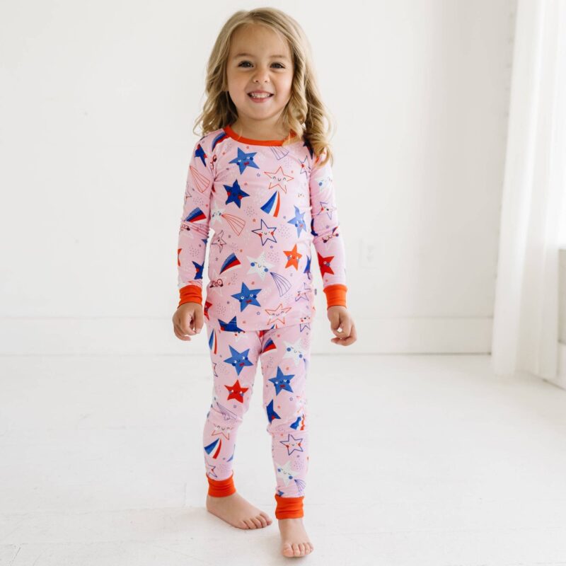 Little Sleepies Pink Stars & Stripes Two-Piece Bamboo Viscose Pajama Set