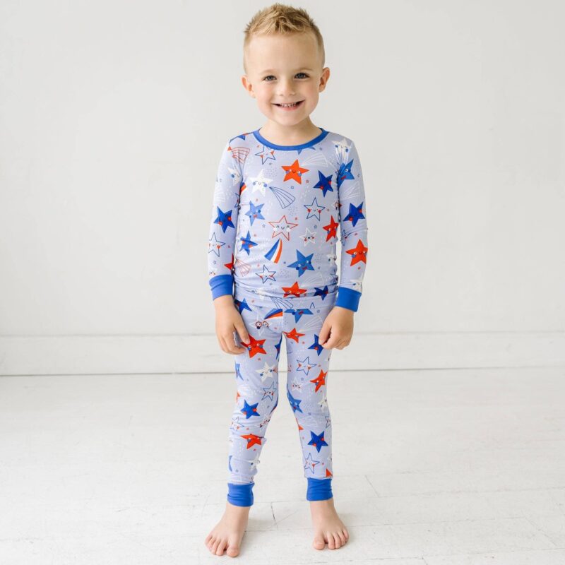 Little Sleepies Blue Stars & Stripes Two-Piece Bamboo Viscose Pajama Set