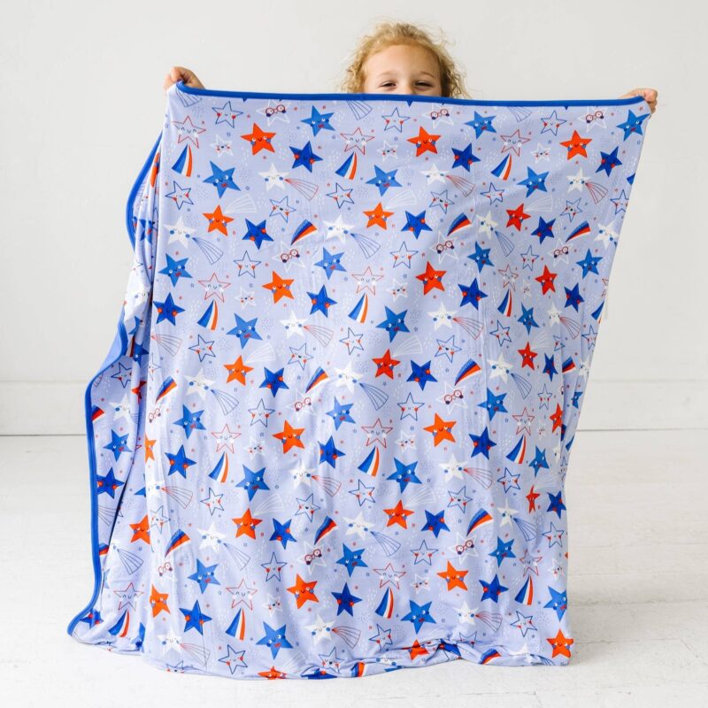 Little Sleepies Blue Stars & Stripes Triple-Layer Bamboo Viscose Large Cloud Blanket