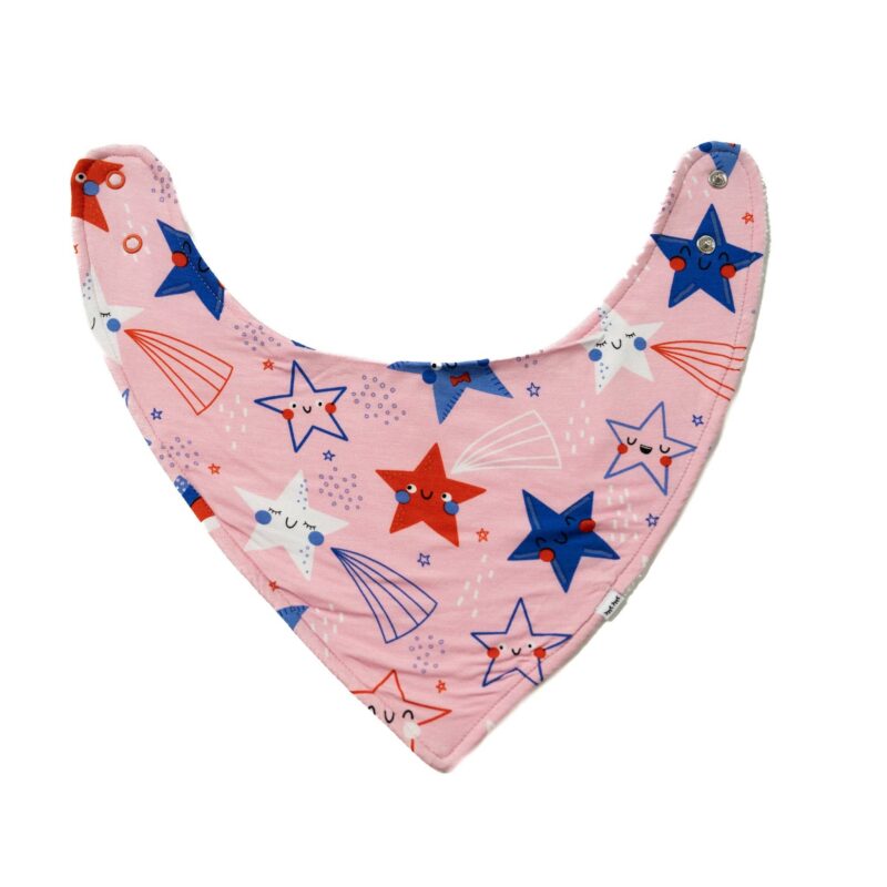 Little Sleepies Pink Stars & Stripes Bamboo Viscose Bandana Bib