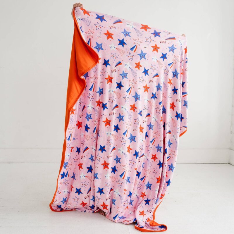 Little Sleepies Pink Stars & Stripes Triple-Layer Bamboo Viscose Large Cloud Blanket