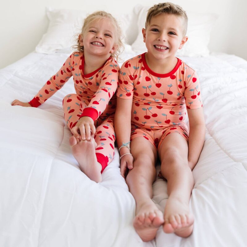 Cherry on Top Two-Piece Short Sleeve & Shorts Bamboo Viscose Pajama Set from Little Sleepies