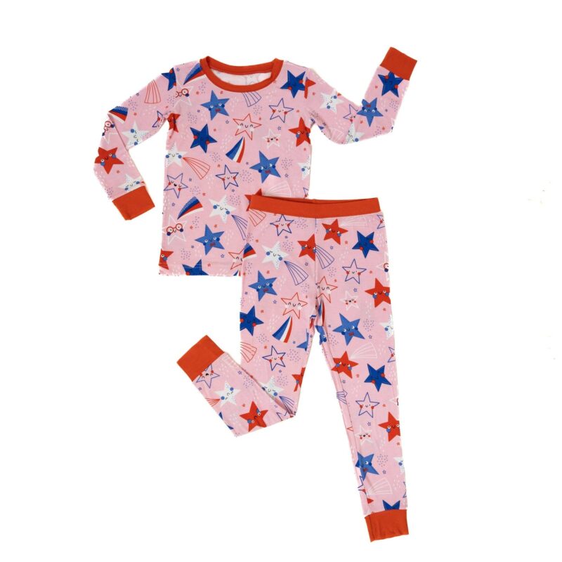 Little Sleepies Pink Stars & Stripes Two-Piece Bamboo Viscose Pajama Set Patriotic