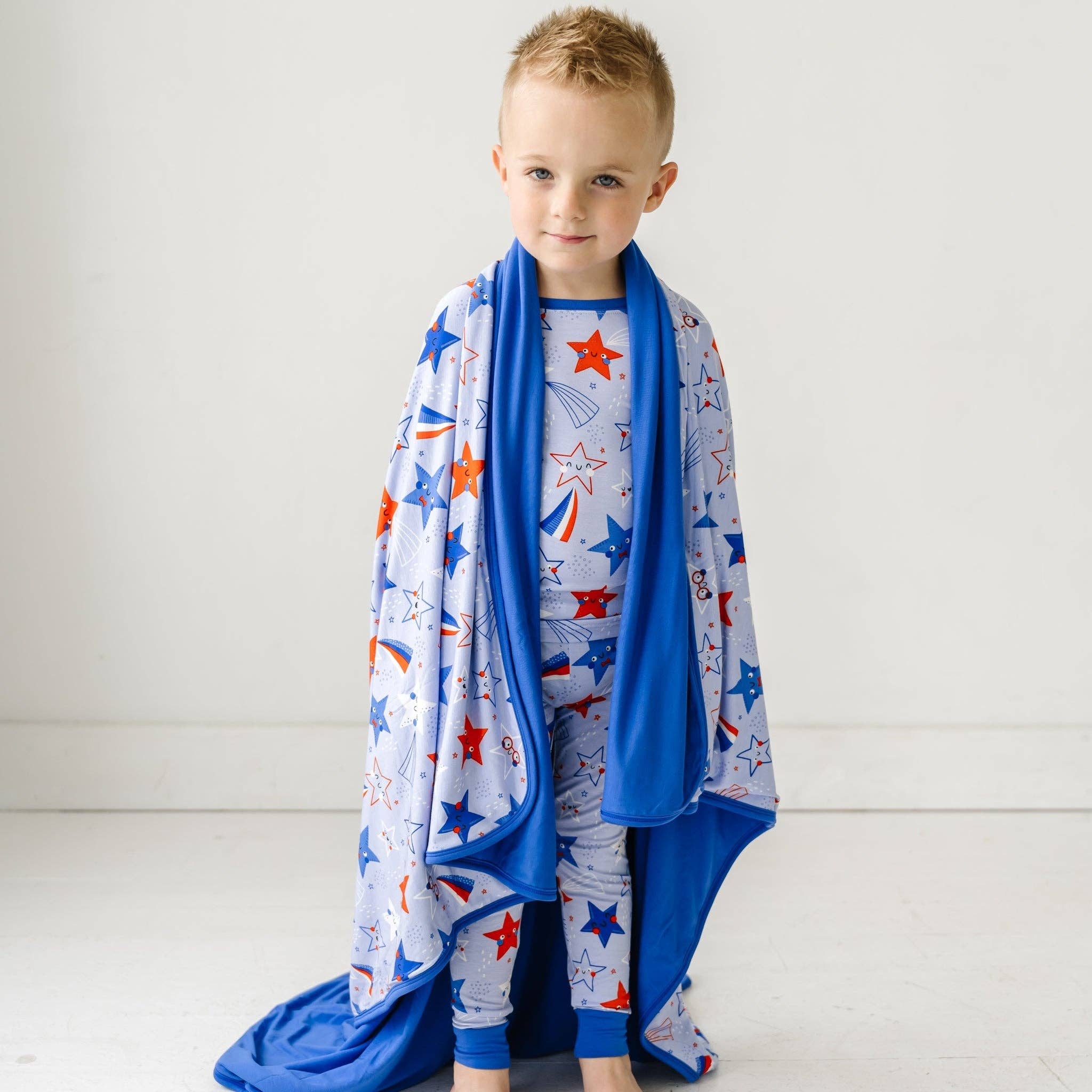 Little Sleepies Blue Stars & Stripes TripleLayer Bamboo Viscose Large Cloud Blanket