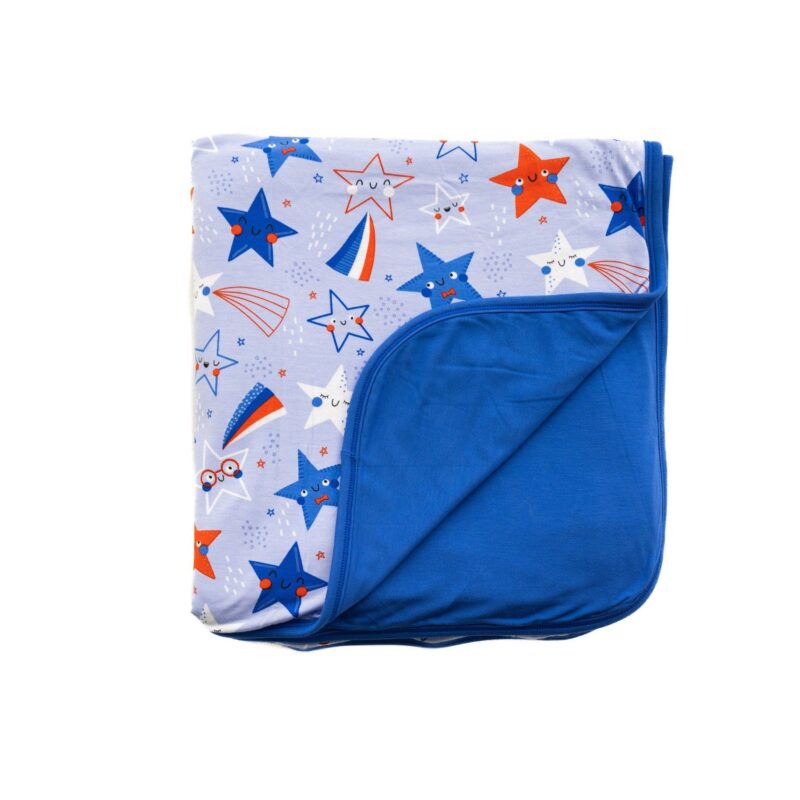 Little Sleepies Blue Stars & Stripes Triple-Layer Bamboo Viscose Large Cloud Blanket Bedding