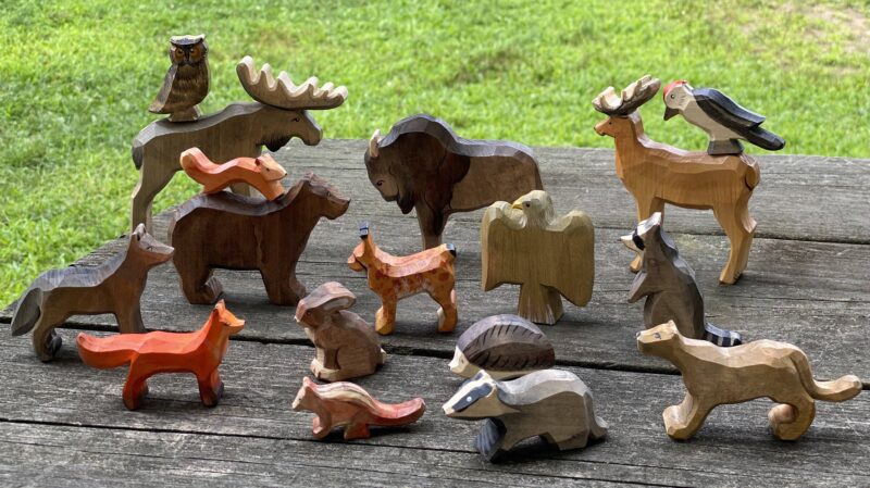 Forest Animals Wooden Figurine Set of 17 made by PoppyBaby Co