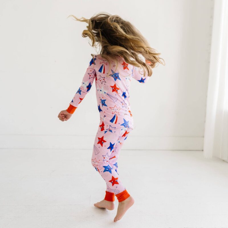 Pink Stars & Stripes Two-Piece Bamboo Viscose Pajama Set