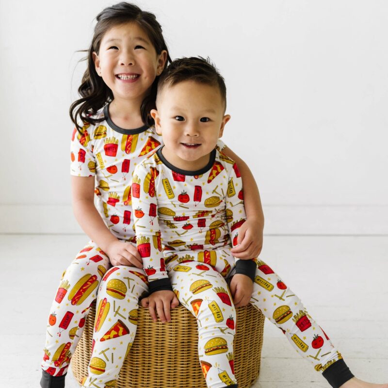 Fast Foodie Two-Piece Bamboo Viscose Pajama Set from Little Sleepies