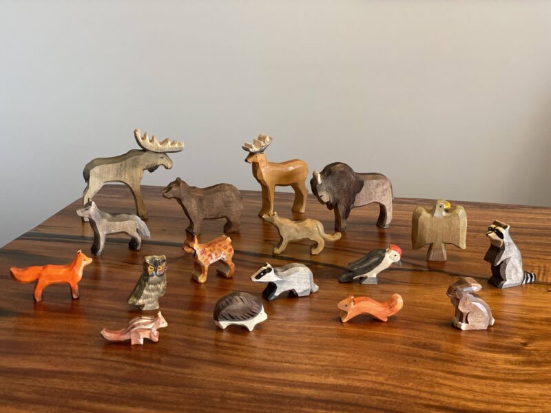PoppyBaby Co Forest Animals Wooden Figurine Set of 17