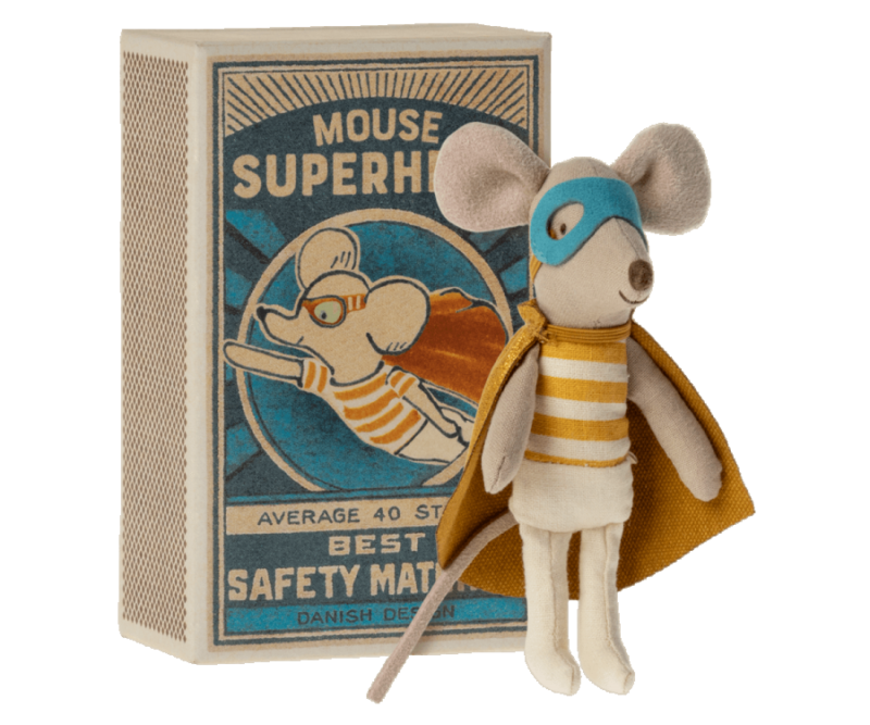 Super Hero Little Brother Mouse in Matchbox from Maileg