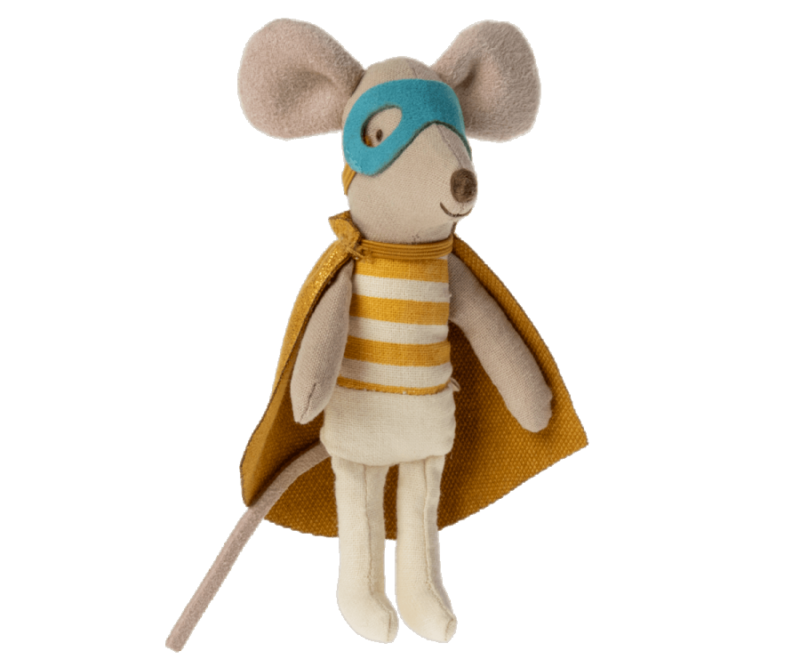 Maileg Super Hero Little Brother Mouse in Matchbox