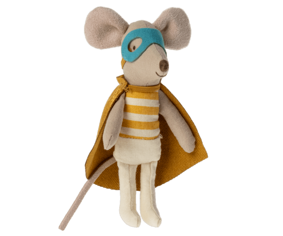 Maileg Super Hero Little Brother Mouse in Matchbox