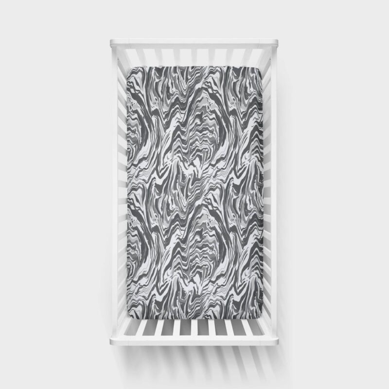 Gray Marble Swirl Fitted Crib Sheet from Little Sleepies