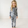 Gray Marble Swirl Two-Piece Bamboo Viscose Pajama Set from Little Sleepies