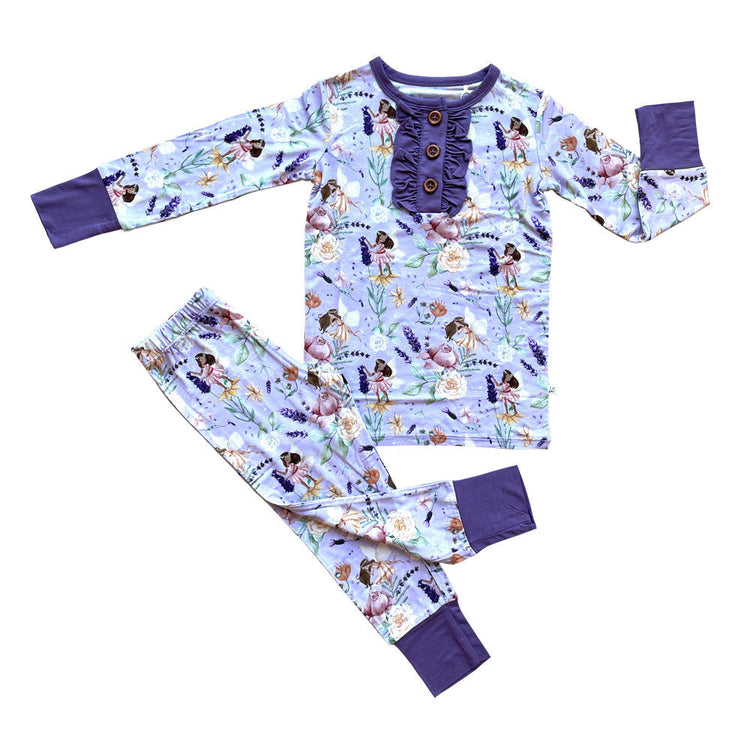 Laree + Co Lavender Bamboo Viscose Two-Piece Pajama Set